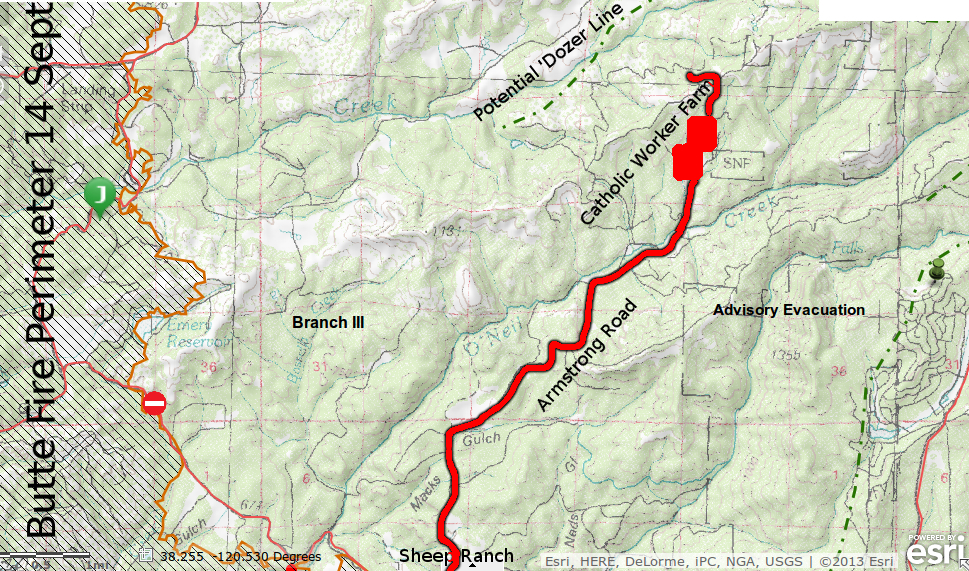 the Butte Fire came close to the CW Farm